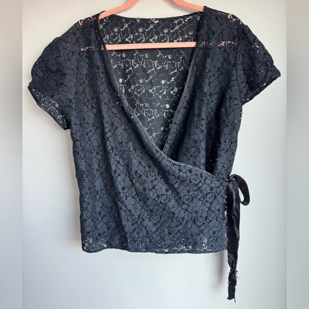 Old Navy Black Lace Wrap Blouse From Early 2000’s